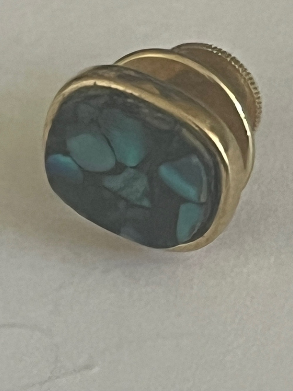Vintage Paua Shell tie tack goldtone